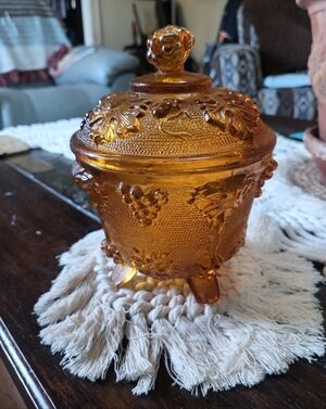 Vintage Jeannette Glass Company Amberina Footed Candy Dish